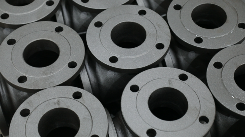 High-quality heavy industrial valve body castings after shot blasting process at BSO manufacturing facility