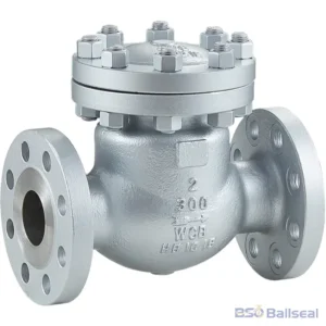 High-pressure 2-inch WCB cast steel swing check valve with Class 300 flanged ends, providing reliable backflow prevention for oil, gas, and petrochemical pipelines.