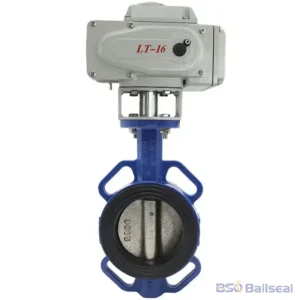 Automated 4-inch DN100 ductile iron wafer butterfly valve equipped with an electric actuator and stainless steel disc, PN16, ideal for B2B industrial fluid control systems.