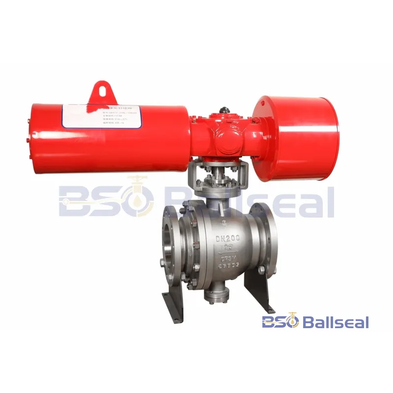 BSO Ballseal pneumatic actuated trunnion ball valve, CF8M stainless steel body, DN200 size