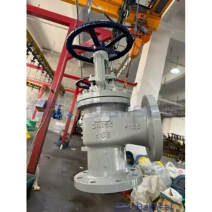 DN150 PN25 WCB Angle Globe Valve Workshop View